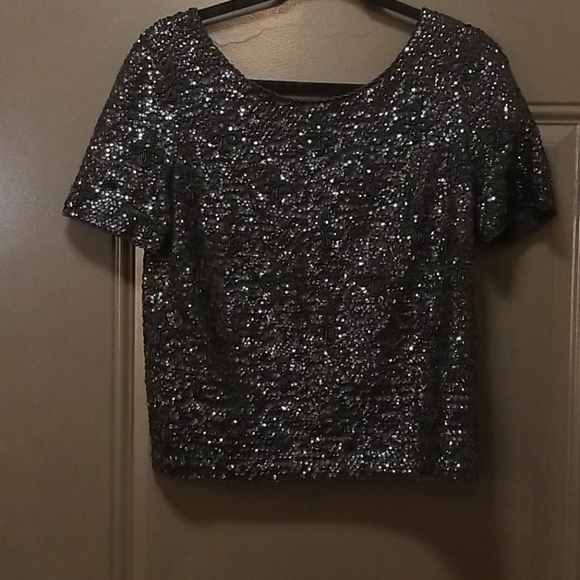 Jeri-Jo NY Vintage Black Embroidered Sequined Top - Picture 1 of 6